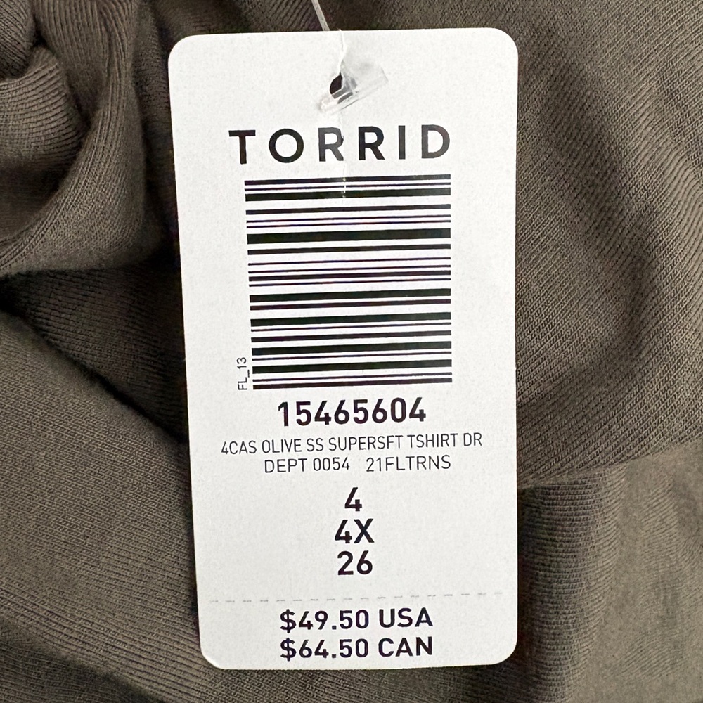 NEW Torrid Mini Super Soft Tee Shirt Dress in Green 4 4X 26 - Picture 5 of 5